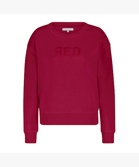 Sweater Terry Red Embroidery Ruby