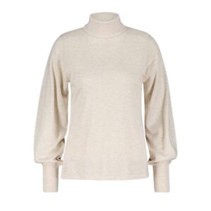 Sweet roll neck puff sleeve stone