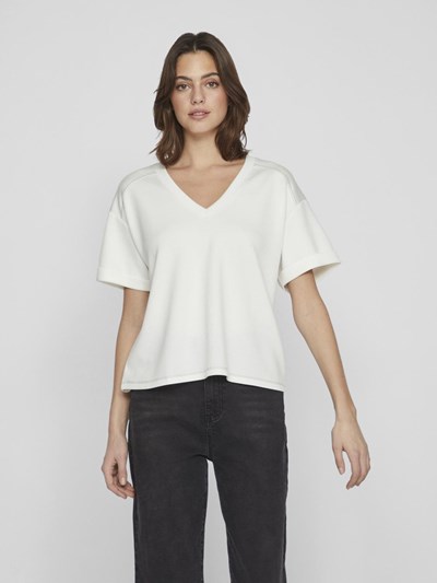 ViKarena V-neck Fold Up shirt Egret