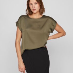 ViEllette S/s satin top Dusty Olive