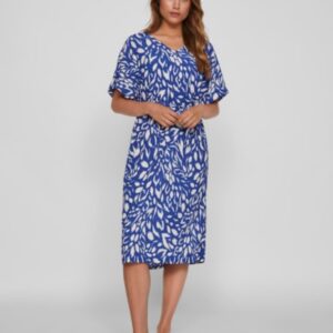 ViLaya Bea V-neck calf Dress Mazarine Blue