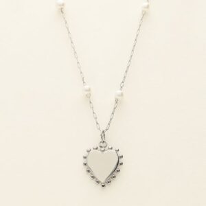 Ketting met hartje en parels ZILVER