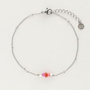 Armband met bolletjes en steentjes ZILVER