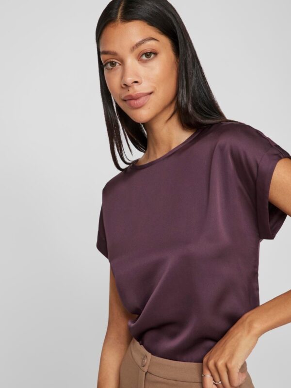 viellette satin s/s shirt plum