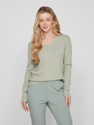 ViRil V-neck Knit Top oil Green