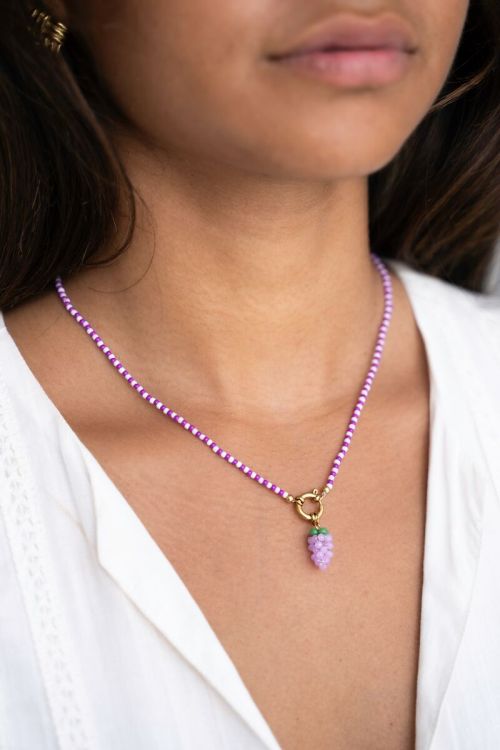 Ketting met paarse druiventros GOUD