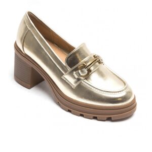 gouden loafers met hak