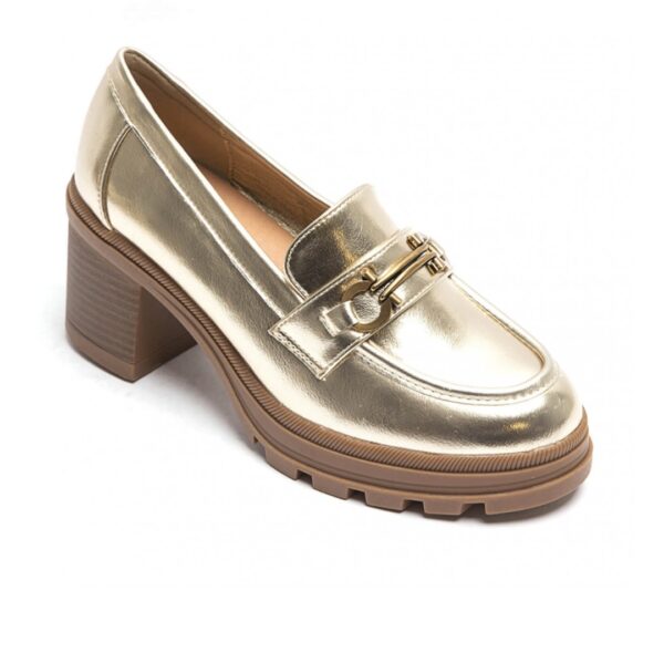 gouden loafers met hak