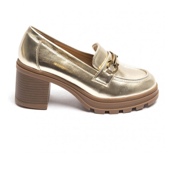 gouden loafers met hak