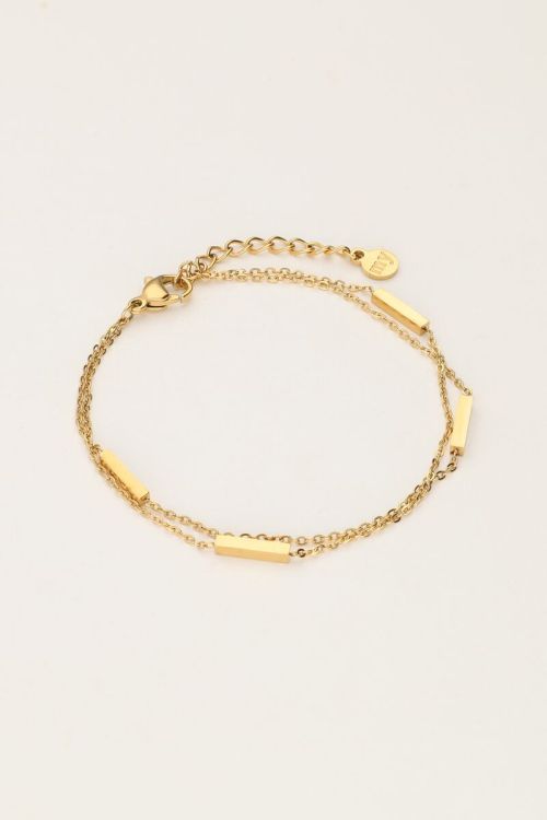 Minimalistische dubbele armband met staafjes GOUD