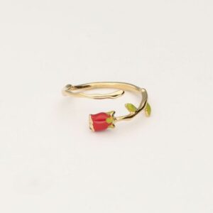 Vintage ring met gekleurde roos GOUD