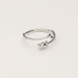 Vintage ring met roos ZILVER