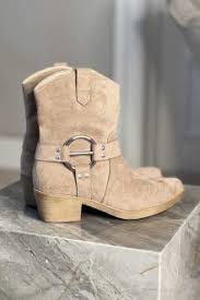 Biker boot beige suedine