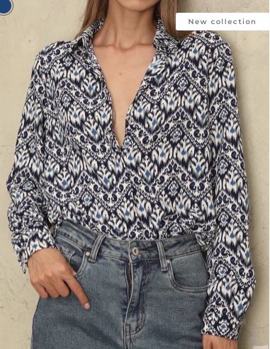 Blouse print dark blue