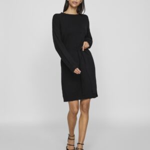 Viril O-neck belt dress black