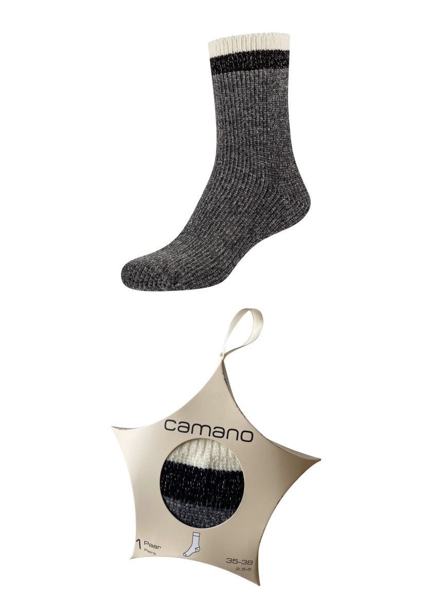 1 paar cosy socks met lurex in ster-doosje Black