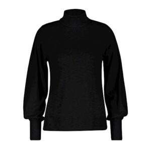 Sweet roll neck puff sleeve black