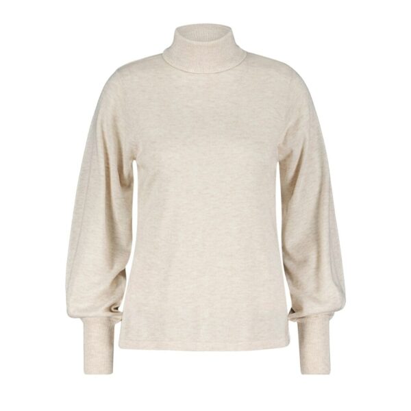 Sweet roll neck puff sleeve stone