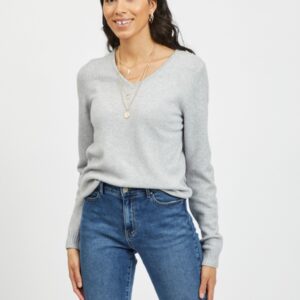 Viril V-neck Knit NOOS Light Grey Melange