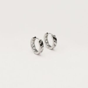 Vintage oorringen met strass ZILVER