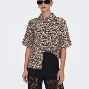 JDYHolly S/S shirt pumice stone/leo