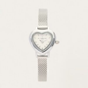 Love horloge met hartje ZILVER