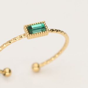 Minimalistische ring met groene strass GOUD