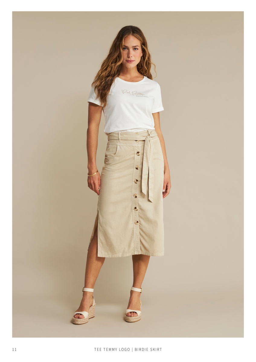 Birdie skirt cotton linen pearl