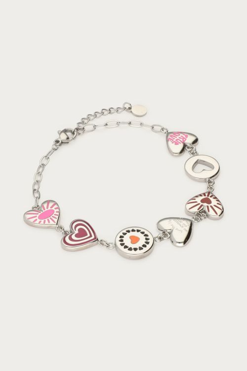 Candy statement armband met bedels ZILVER
