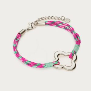 Sunrocks touwarmbandje klaver ZILVER
