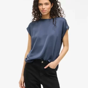 Viellette satin top vintage blue