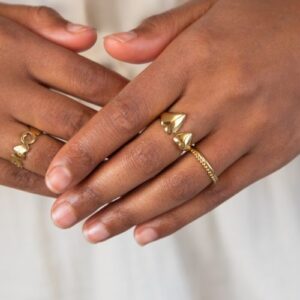 Bold ring met tweer hartjes GOUD