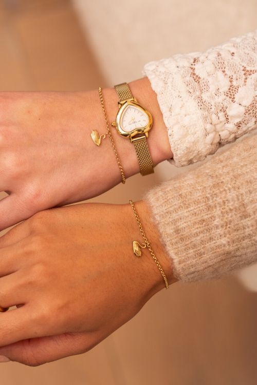 Love forever connected armbanden set met zwanen GOUD