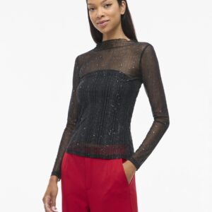 ViTurno Funnelneck glitter top Black