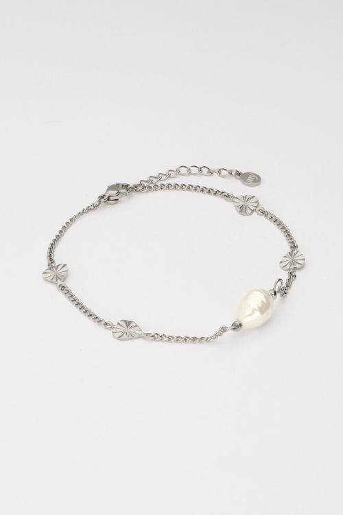 Midnight armband met zoetwaterparel ZILVER