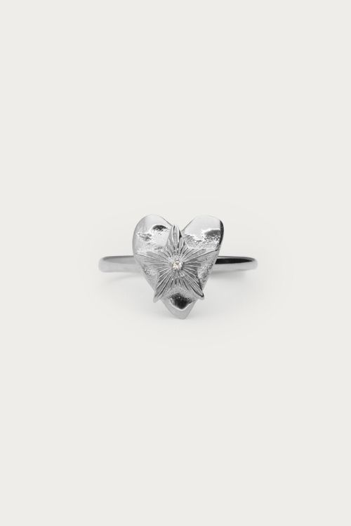 Midnight ring met hartjes ster ZILVER