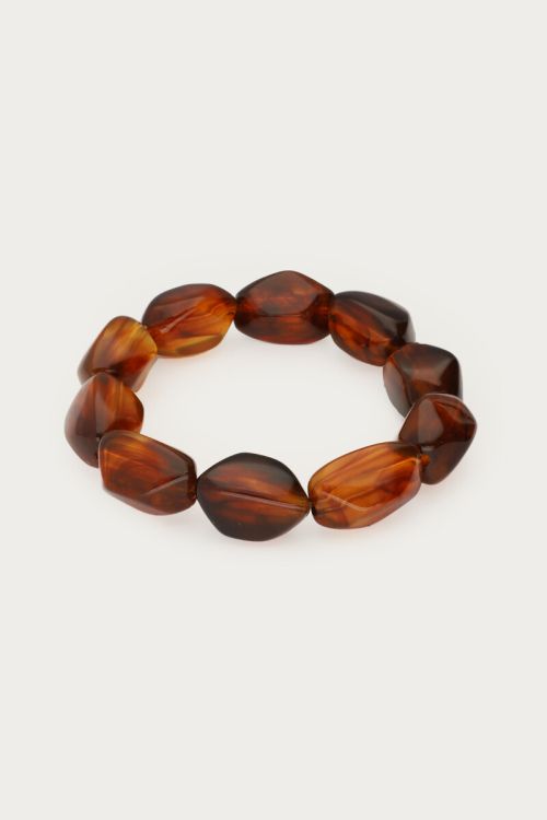 Bruine armband met ovale kralen