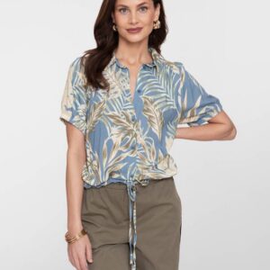 Blouse s/s olive chambray