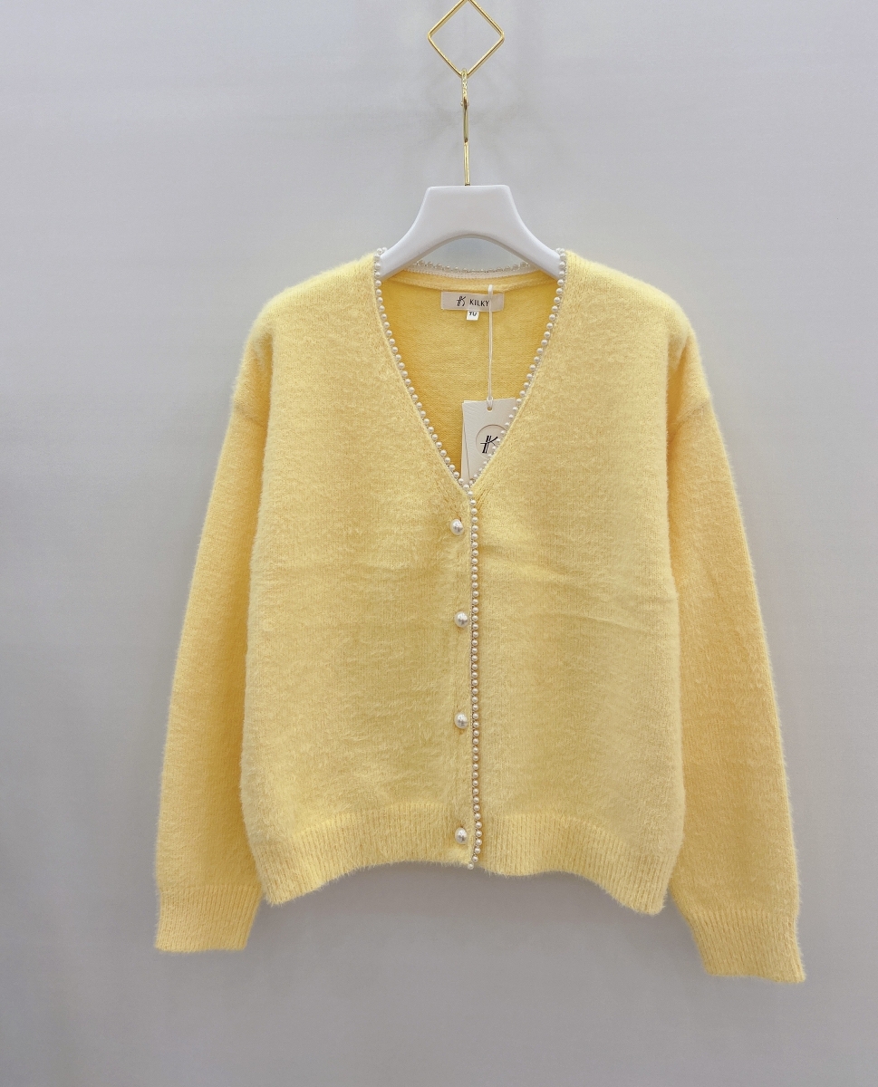 Cardigan pearls Geel TU
