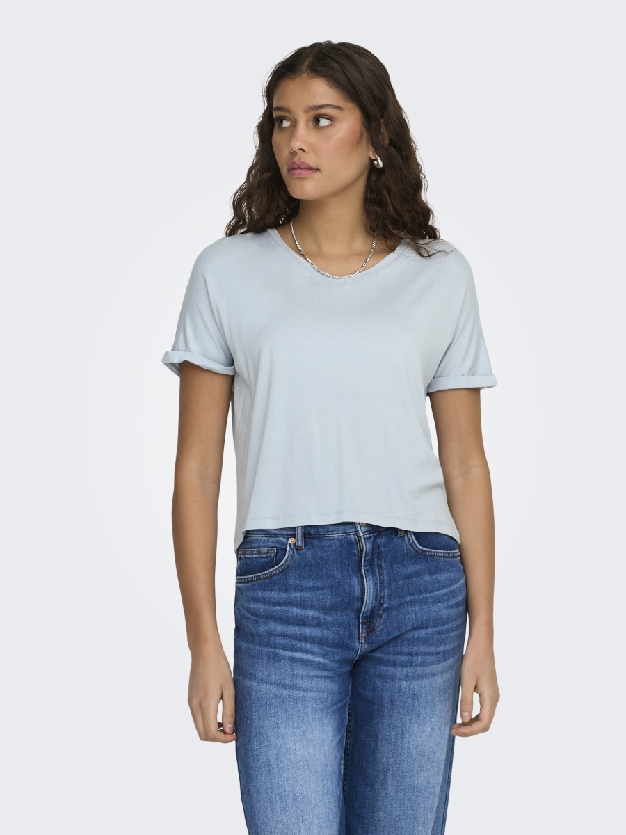 JdySissy S/S v-neck t-shirt Cashmere Blue