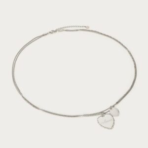 Love dubbele ketting met hartjes ZILVER
