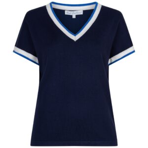 Jerry v-neck striped rib darklbue