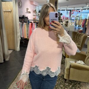 Knit Ella met kant roze TU