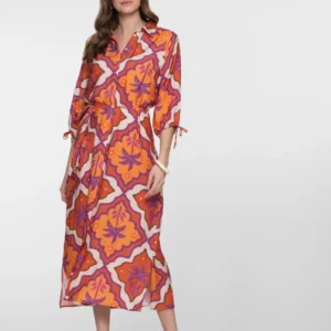 Geisha midi jurk met tropische print