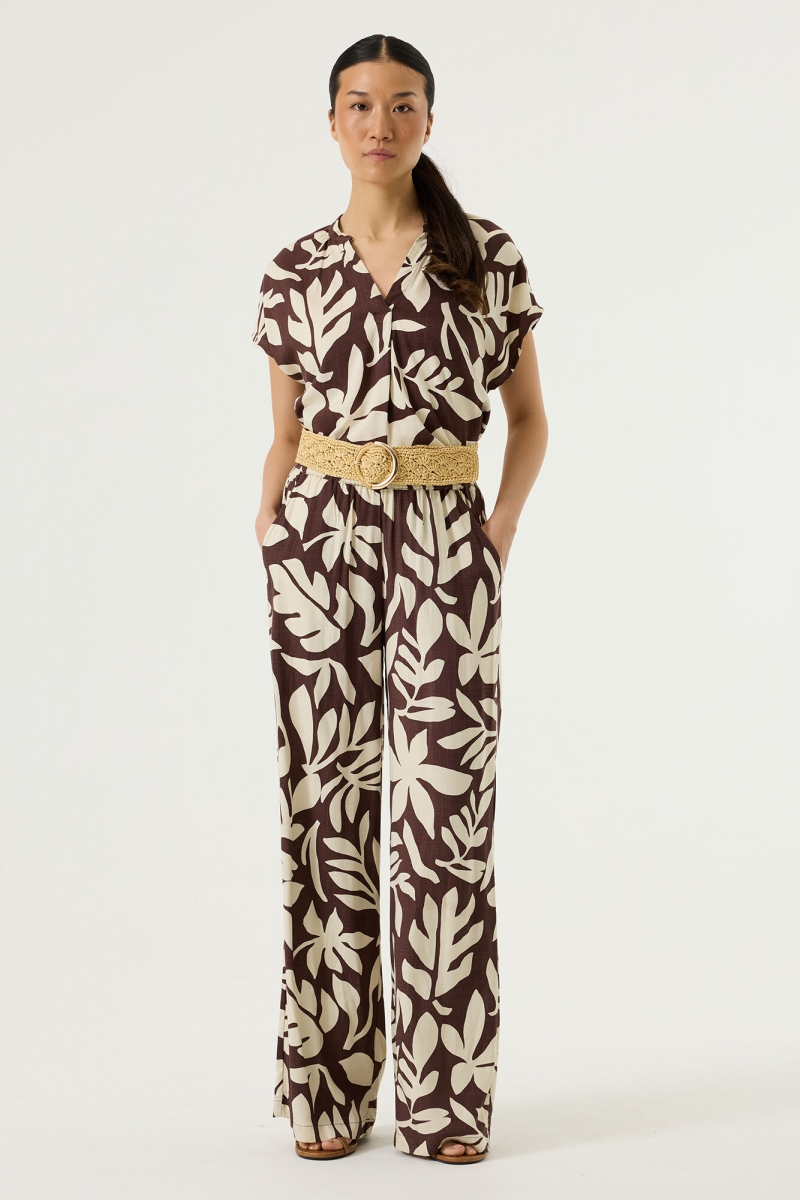Pants met print earth brown