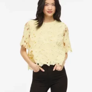 ViSienna 2/4 lace top Pastel Yellow
