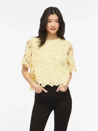 ViSienna 2/4 lace top Pastel Yellow