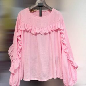 Rosy blouse met ruffle