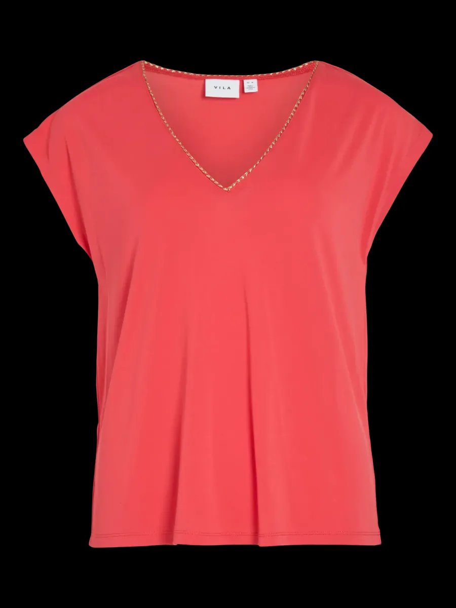 Vimodala new glitter Vneck top hibiscus