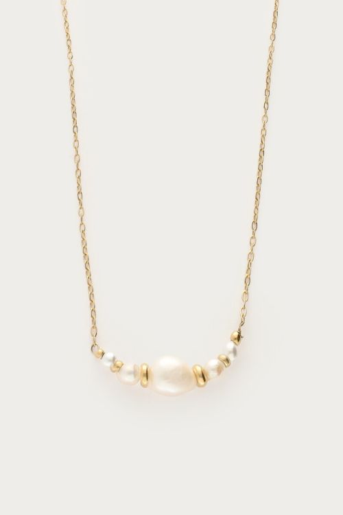 Ketting met natuurlijke parels en kralen GOUD